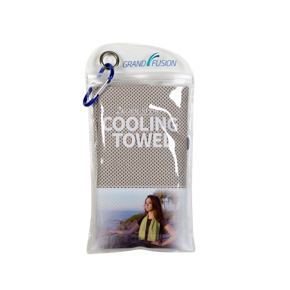 Cooling Towel 2 Pack Pouch with Carabiner Instant Chilly Towels by Grand Fusion Housewares, LLC