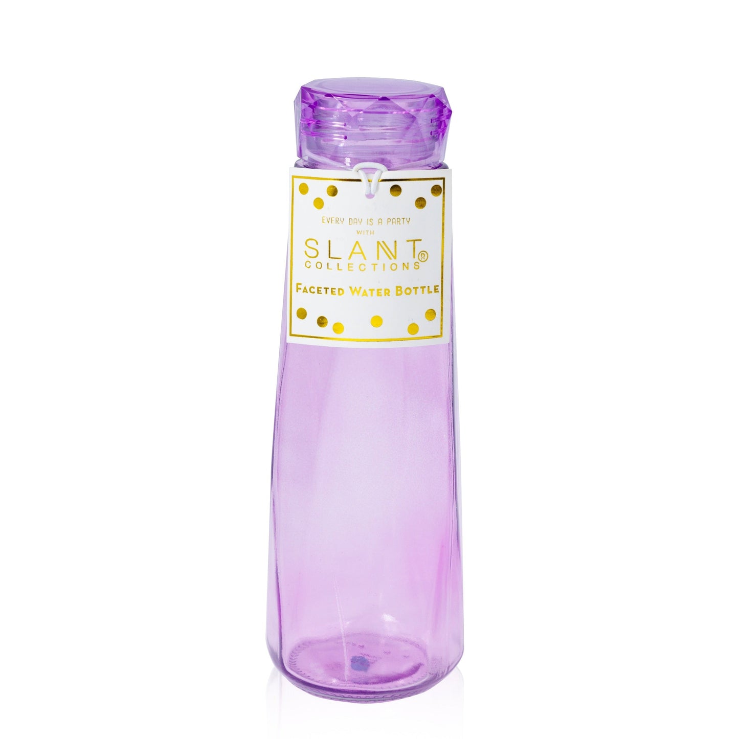 Lavender Faceted Glass Diamond Water Bottle | 16 oz by The Bullish Store